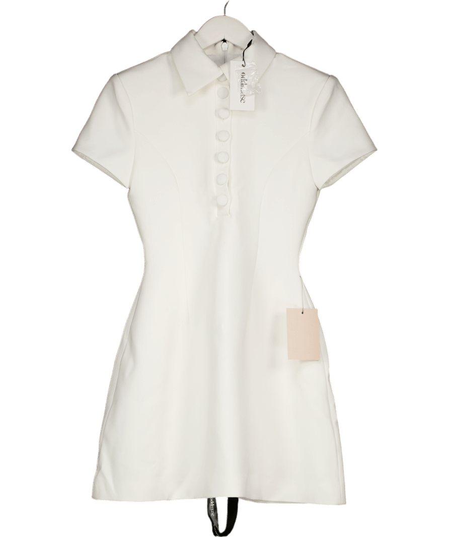 oddmuse White The Ultimate Muse Collared Mini Dress With Volume Skirt UK XXS - Reliked