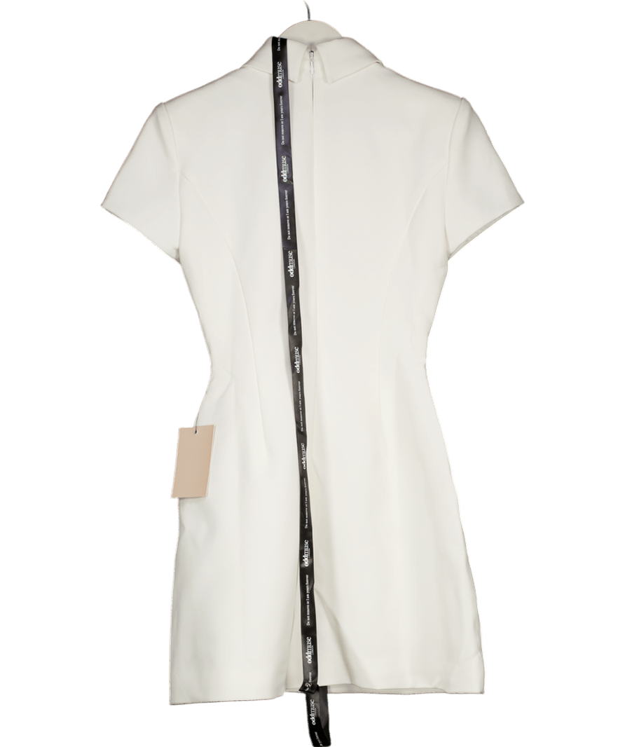 oddmuse White The Ultimate Muse Collared Mini Dress With Volume Skirt UK XXS - Reliked
