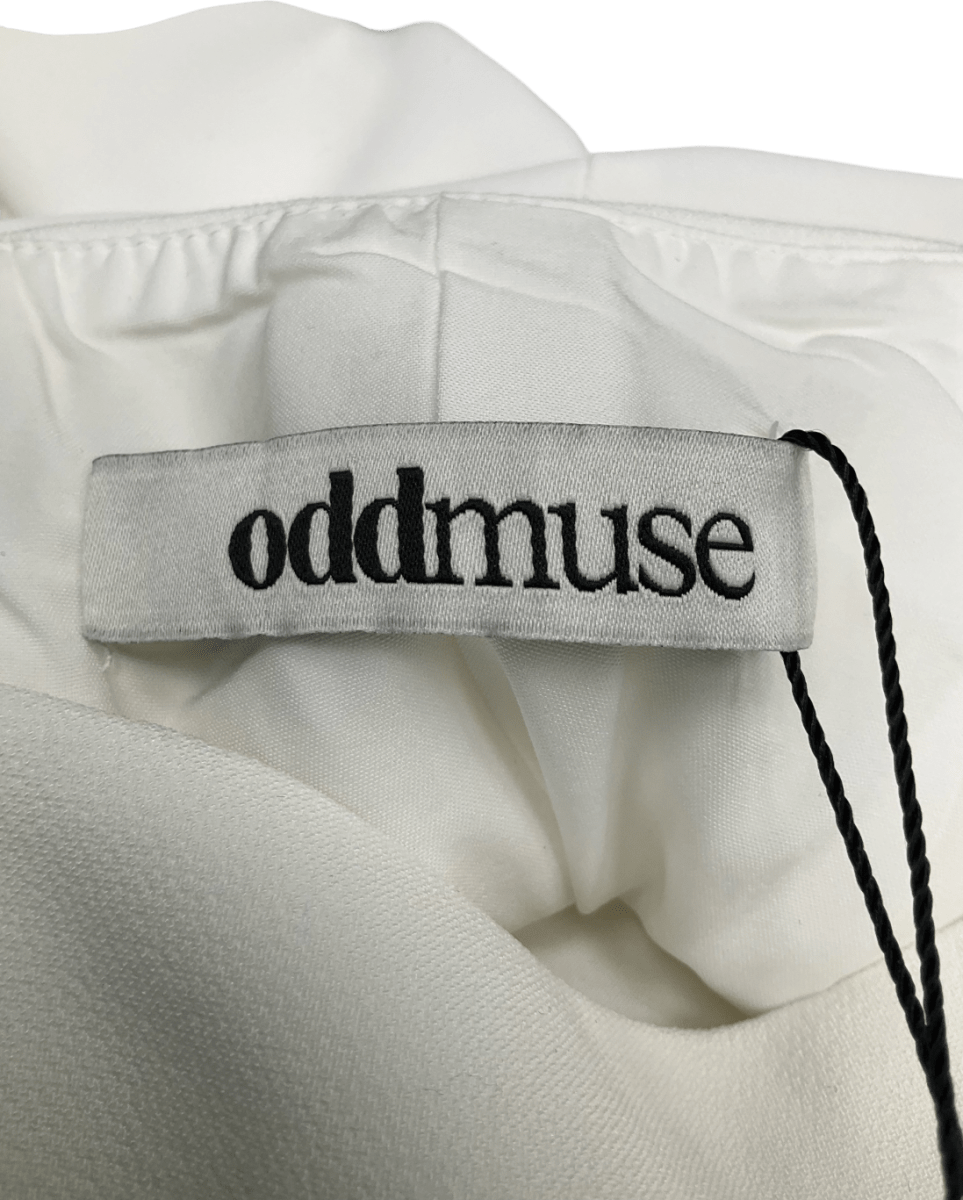 Oddmuse White The Ultimate Muse High Waist Square Neck Midi Dress UK S - Reliked