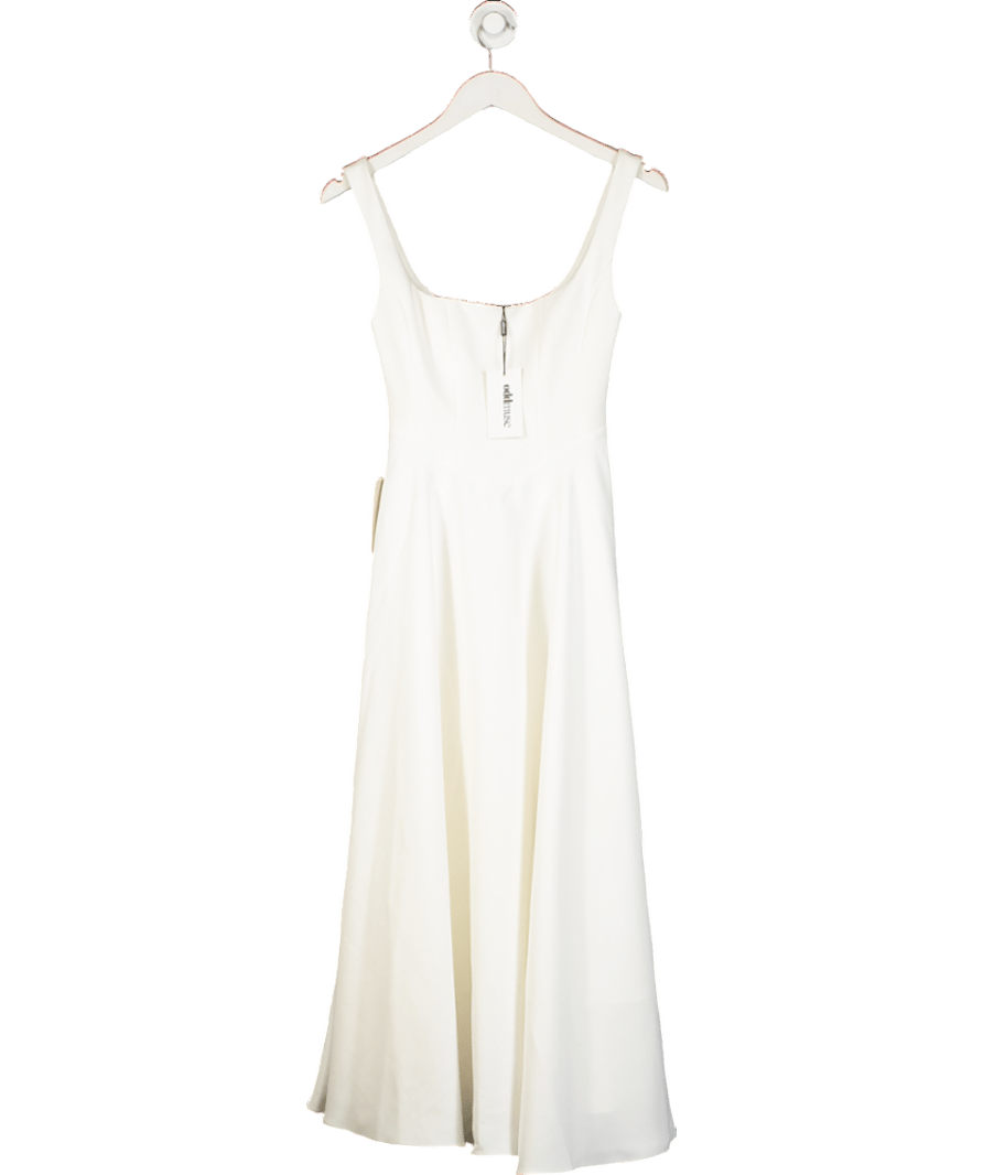 Oddmuse White The Ultimate Muse High Waist Square Neck Midi Dress UK S - Reliked
