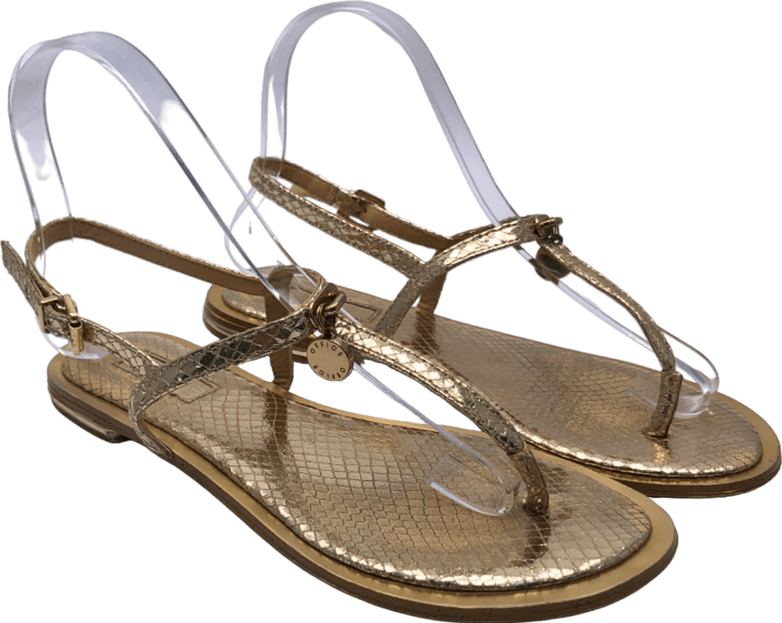 Office Gold Snakeskin Print Sandals Size EU 36 UK 3 - Reliked