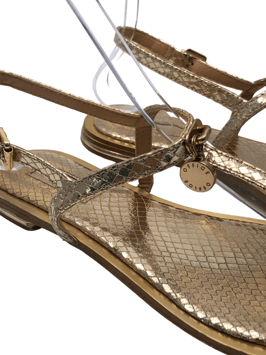 Office Gold Snakeskin Print Sandals Size EU 36 UK 3 - Reliked