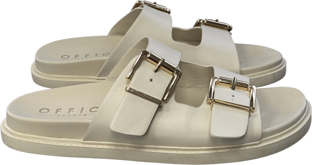 Office Shae Double Buckle Footbed Sliders Off White UK 7 EU 40 👠 - Reliked
