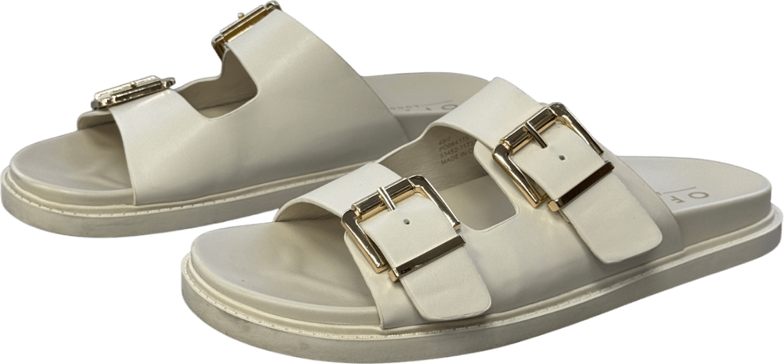 Office Shae Double Buckle Footbed Sliders Off White UK 7 EU 40 👠 - Reliked