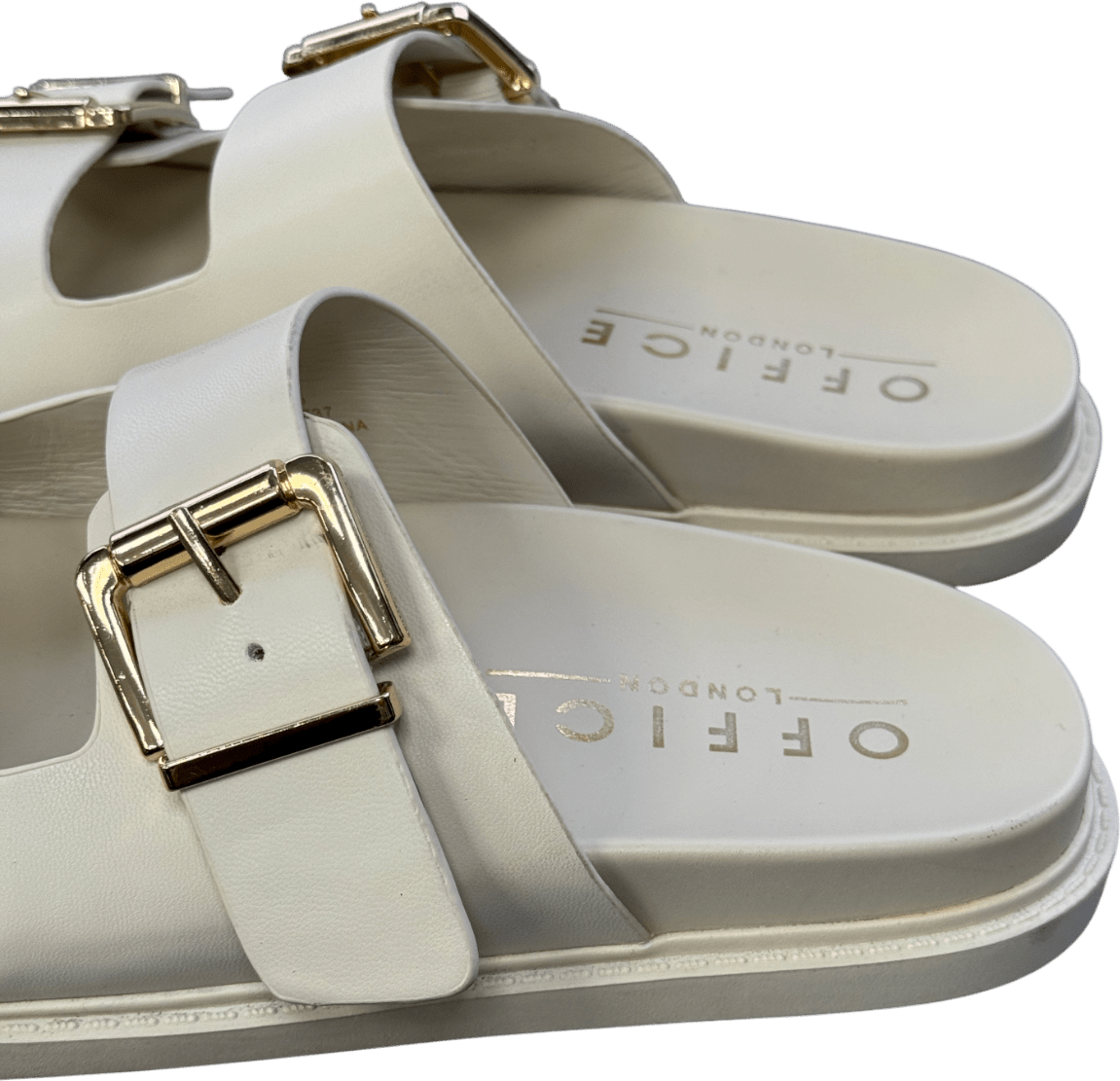 Office Shae Double Buckle Footbed Sliders Off White UK 7 EU 40 👠 - Reliked