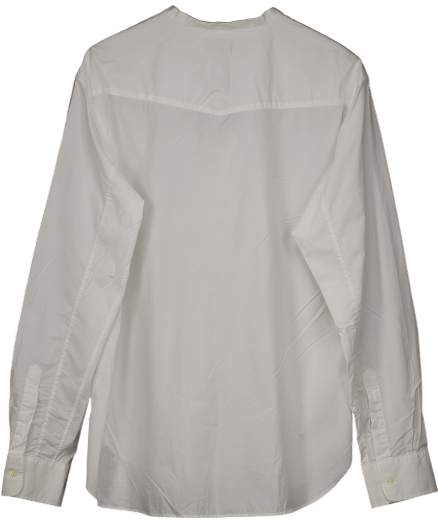 OFFICINIE GENERALE White Mandarin Collar Longline Shirt UK S - Reliked