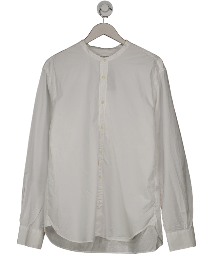 OFFICINIE GENERALE White Mandarin Collar Longline Shirt UK S - Reliked