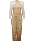 Oh Polly Beige Soraya Sheer Embellished Maxi Dress UK 6 - Reliked