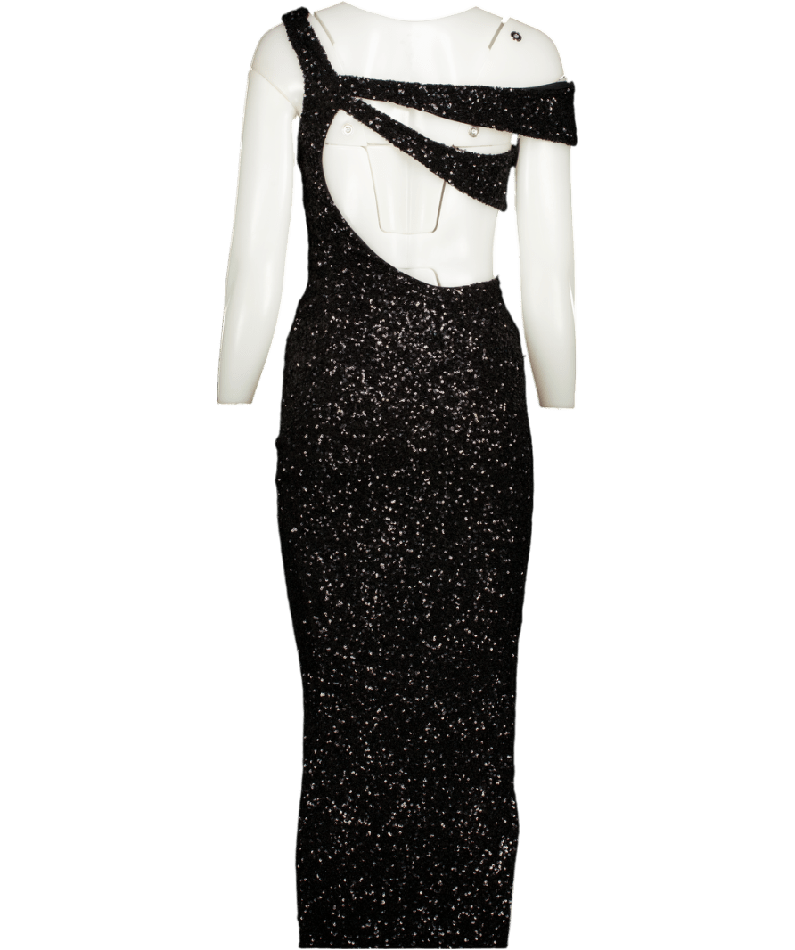 Oh Polly Black Harlyn Embellished Cut - out Open - back Midaxi Dress UK 6 - Reliked