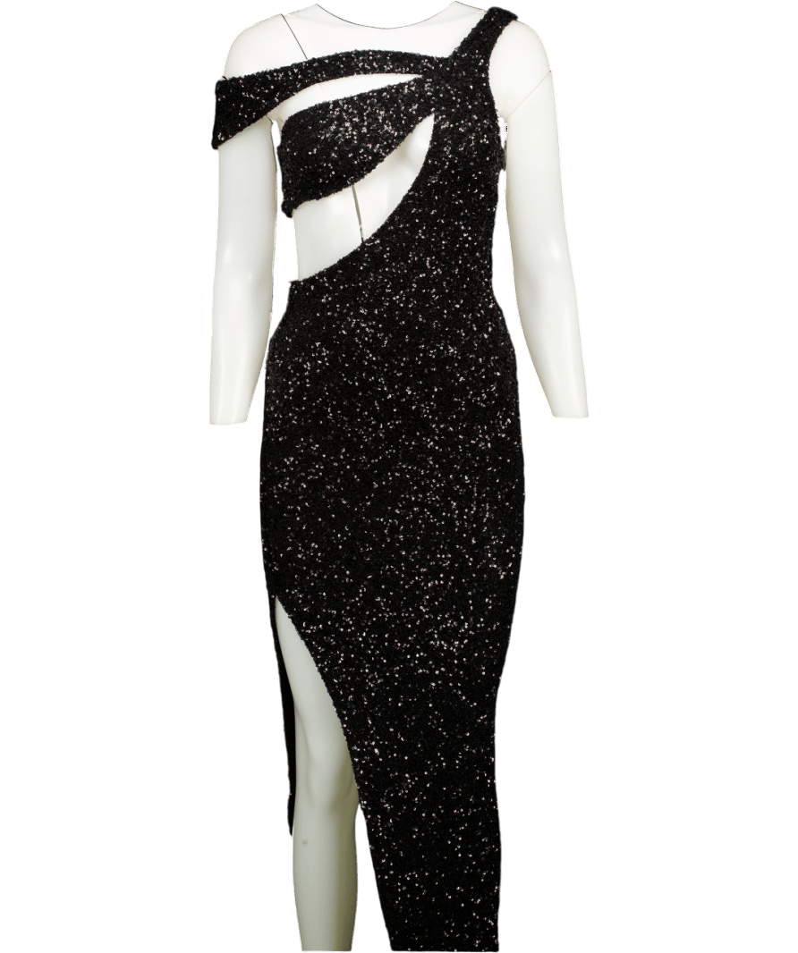 Oh Polly Black Harlyn Embellished Cut - out Open - back Midaxi Dress UK 6 - Reliked