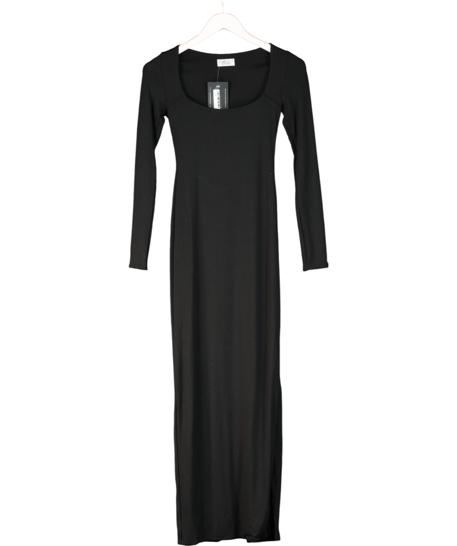 Oh Polly Black Jude Ribbed Modal Long Sleeve Maxi Dress UK 8 - Reliked