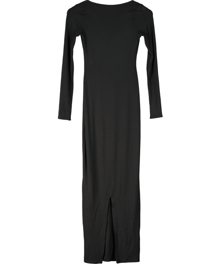 Oh Polly Black Jude Ribbed Modal Long Sleeve Maxi Dress UK 8 - Reliked