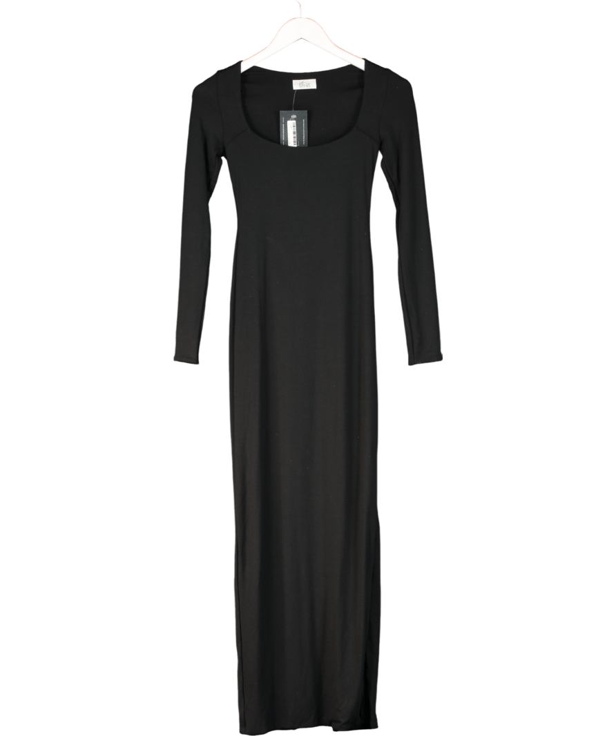 Oh Polly Black Jude Ribbed Modal Long Sleeve Maxi Dress UK 8 - Reliked