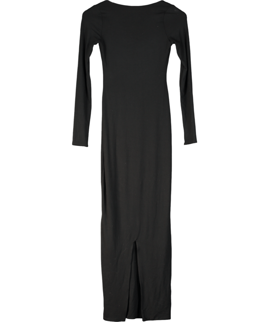 Oh Polly Black Jude Ribbed Modal Long Sleeve Maxi Dress UK 8 - Reliked
