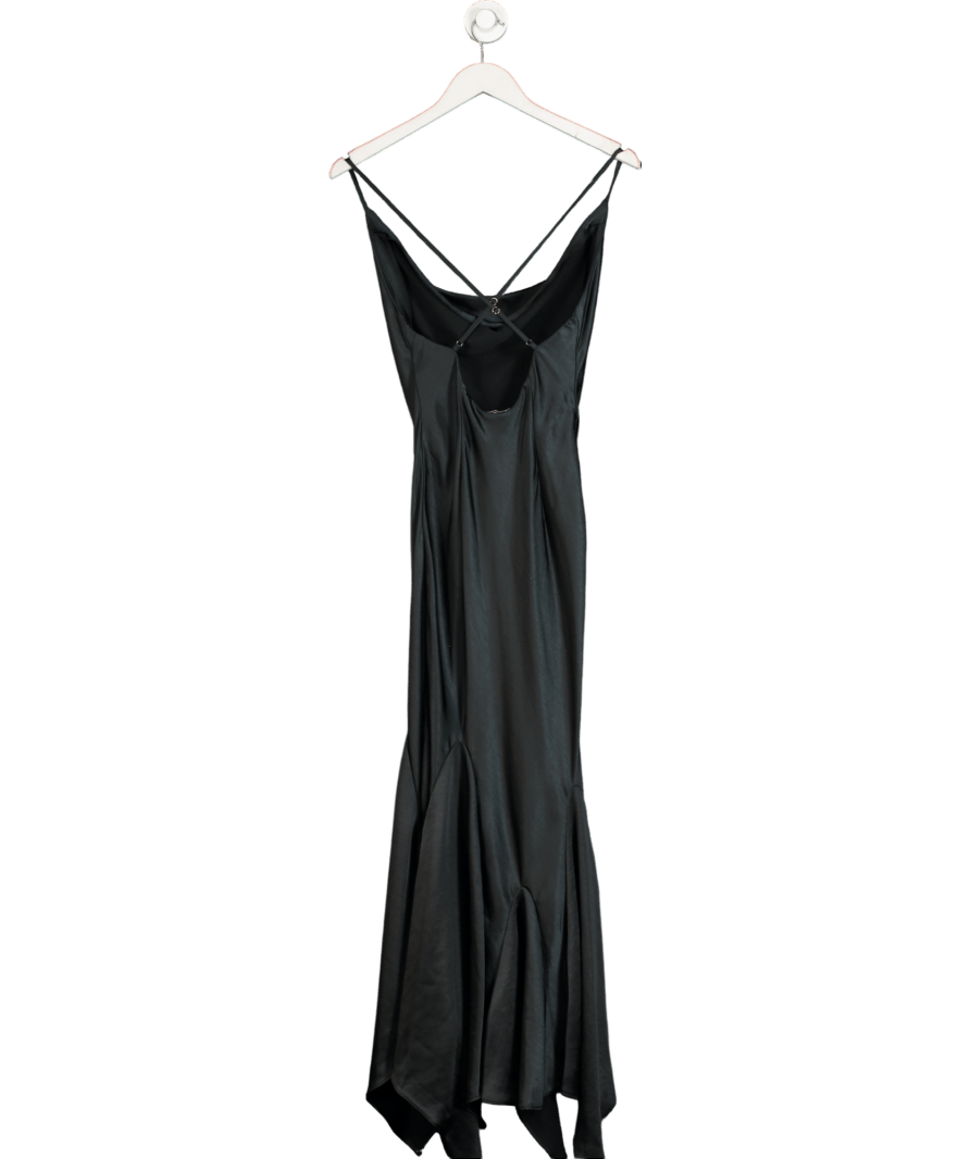 Oh Polly Black Satin Maxi Dress UK 8 - Reliked