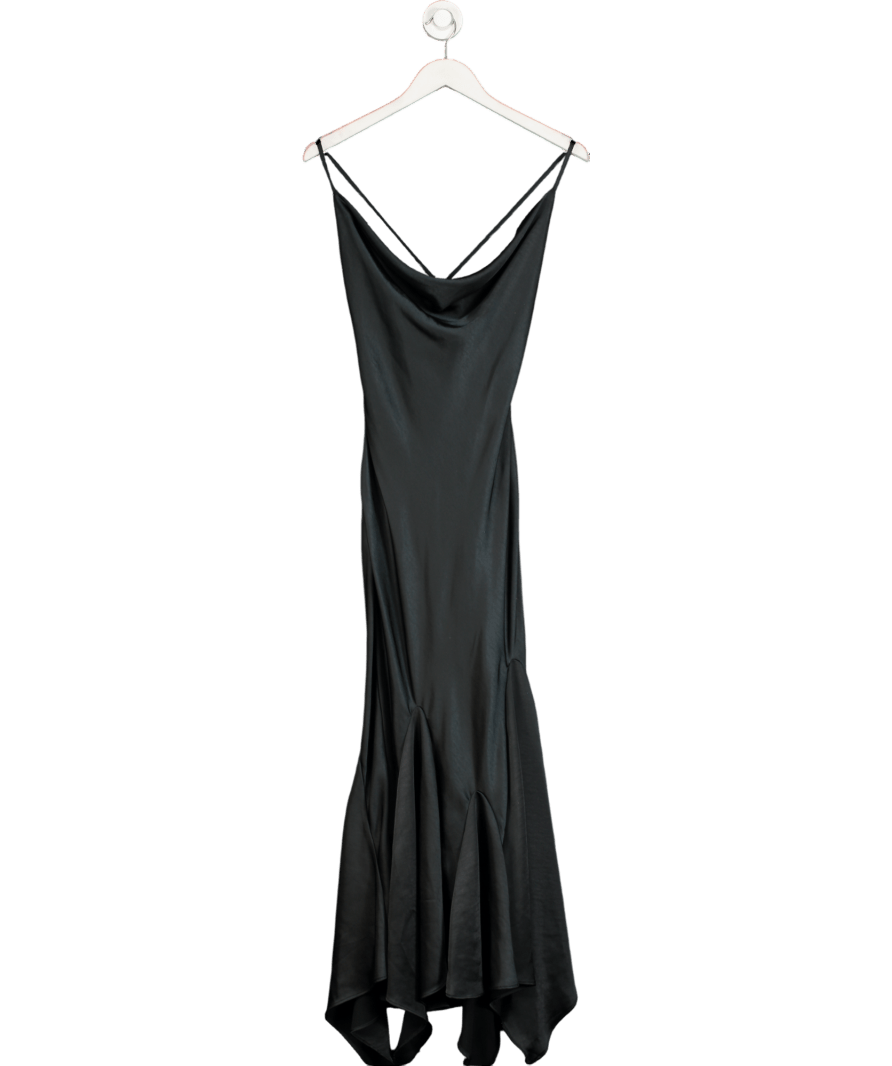 Oh Polly Black Satin Maxi Dress UK 8 - Reliked