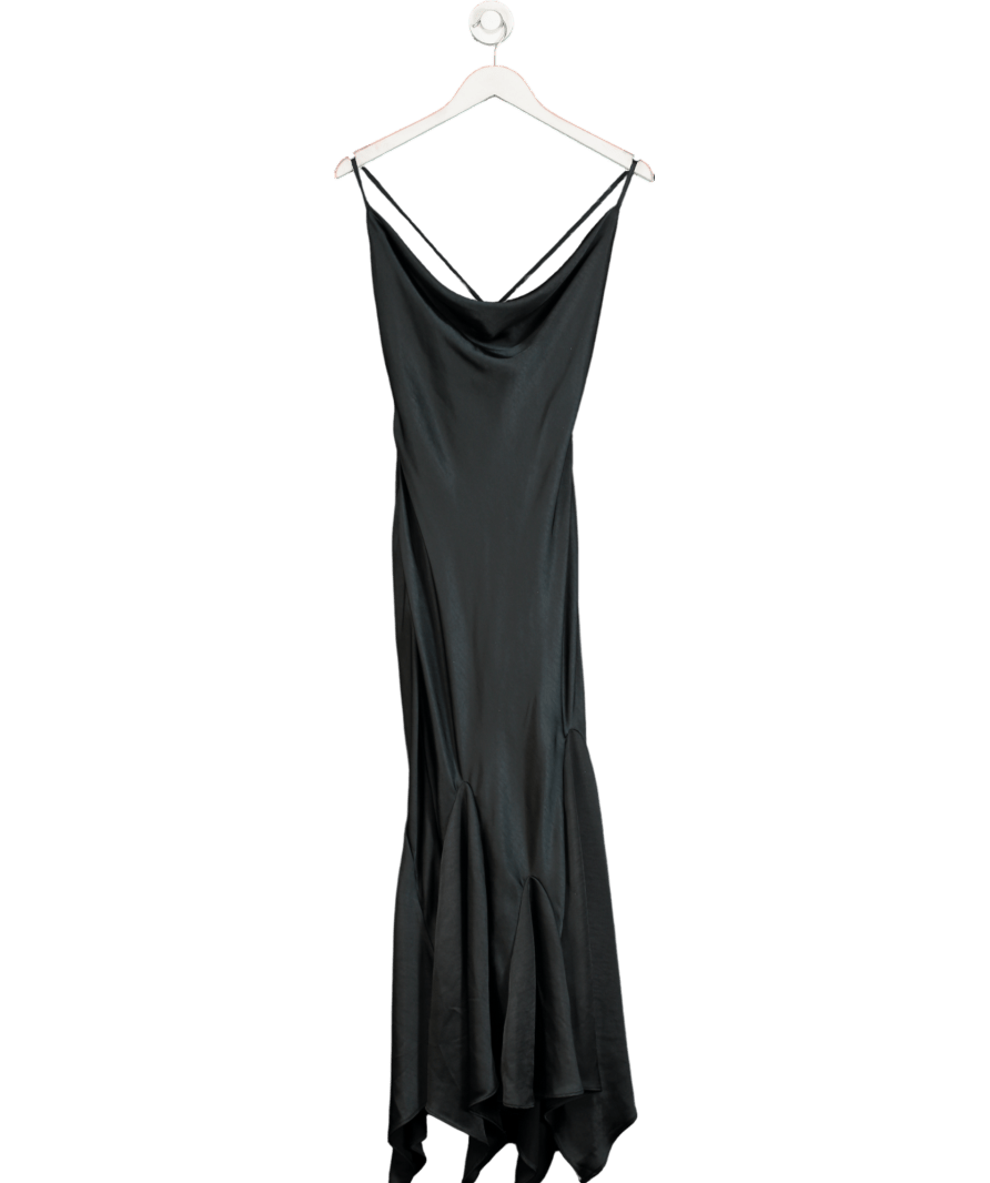 Oh Polly Black Satin Maxi Dress UK 8 - Reliked