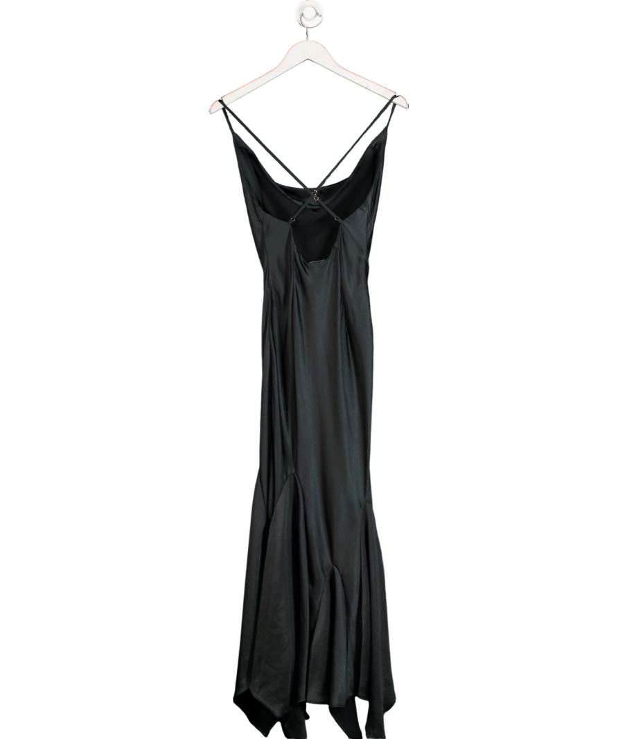 Oh Polly Black Satin Maxi Dress UK 8 - Reliked