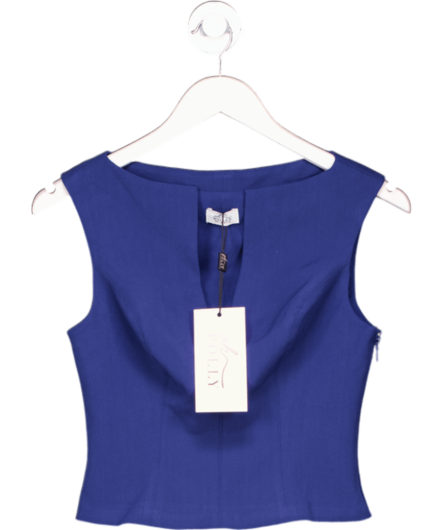 Oh Polly Blue Kadie Open - front Crop Top In True Navy UK 8 - Reliked