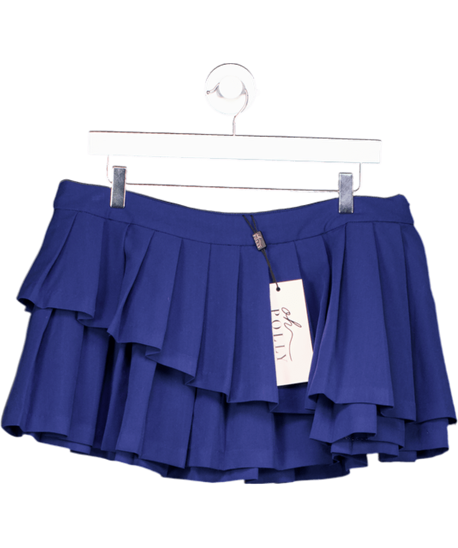 Oh Polly Blue Layered Pleated Low - rise Mini Skirt In True Navy UK 12 - Reliked