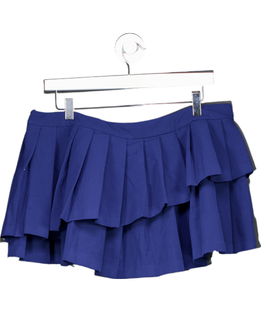 Oh Polly Blue Layered Pleated Low - rise Mini Skirt In True Navy UK 12 - Reliked