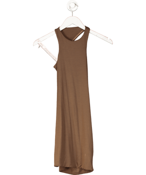 Oh Polly Brown High Neck Open Back Racer Mini Dress UK 8