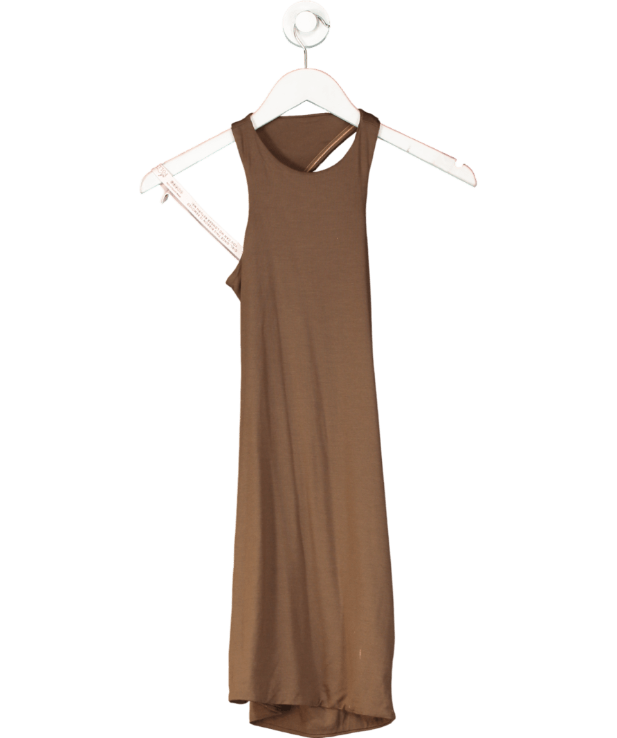 Oh Polly Brown High Neck Open Back Racer Mini Dress UK 8 - Reliked