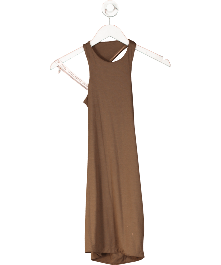 Oh Polly Brown High Neck Open Back Racer Mini Dress UK 8 - Reliked