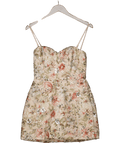 Oh Polly Cream Dahlia Add To Wishlist Embellished Strapless A - line Mini Dress In Floral Beige UK 8 - Reliked