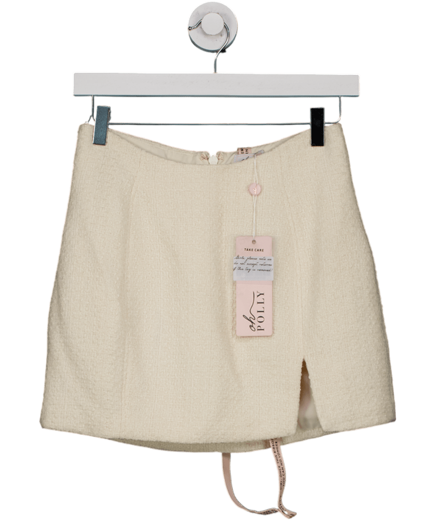 Oh Polly Cream Ivara Tweed Mini Skirt UK 10 - Reliked