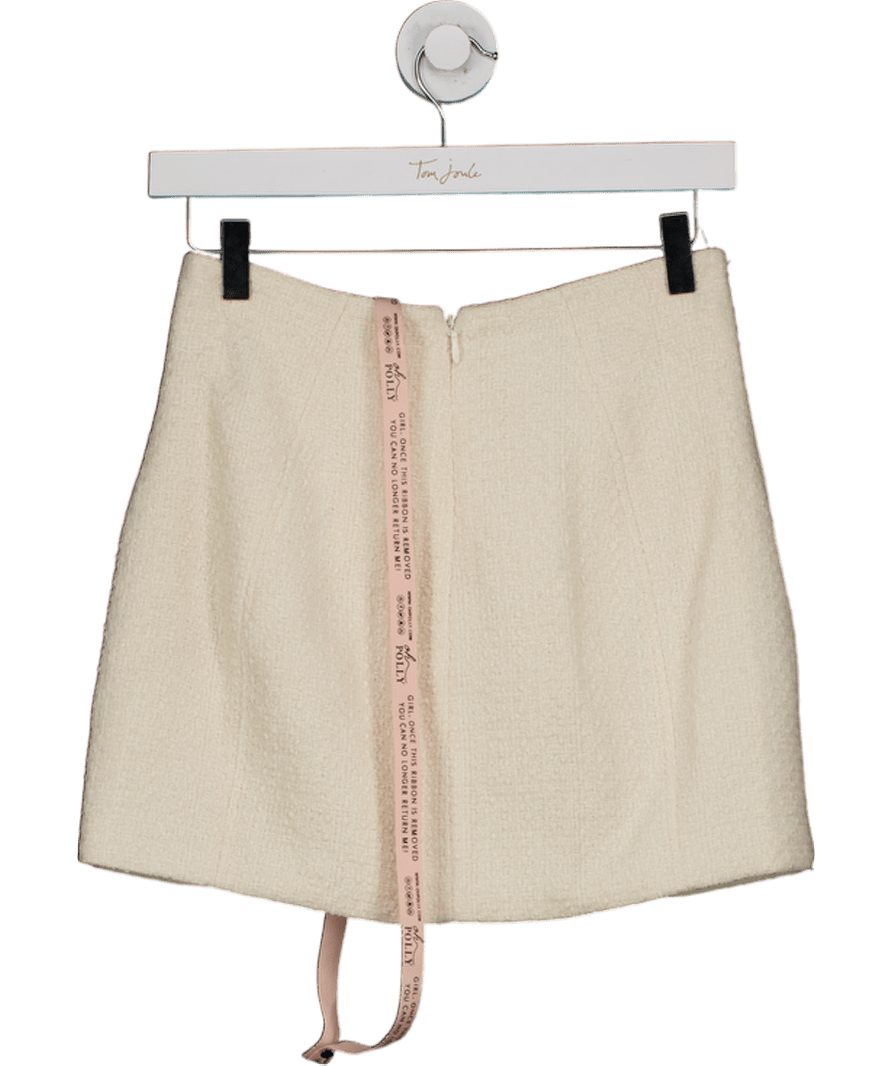 Oh Polly Cream Ivara Tweed Mini Skirt UK 10 - Reliked