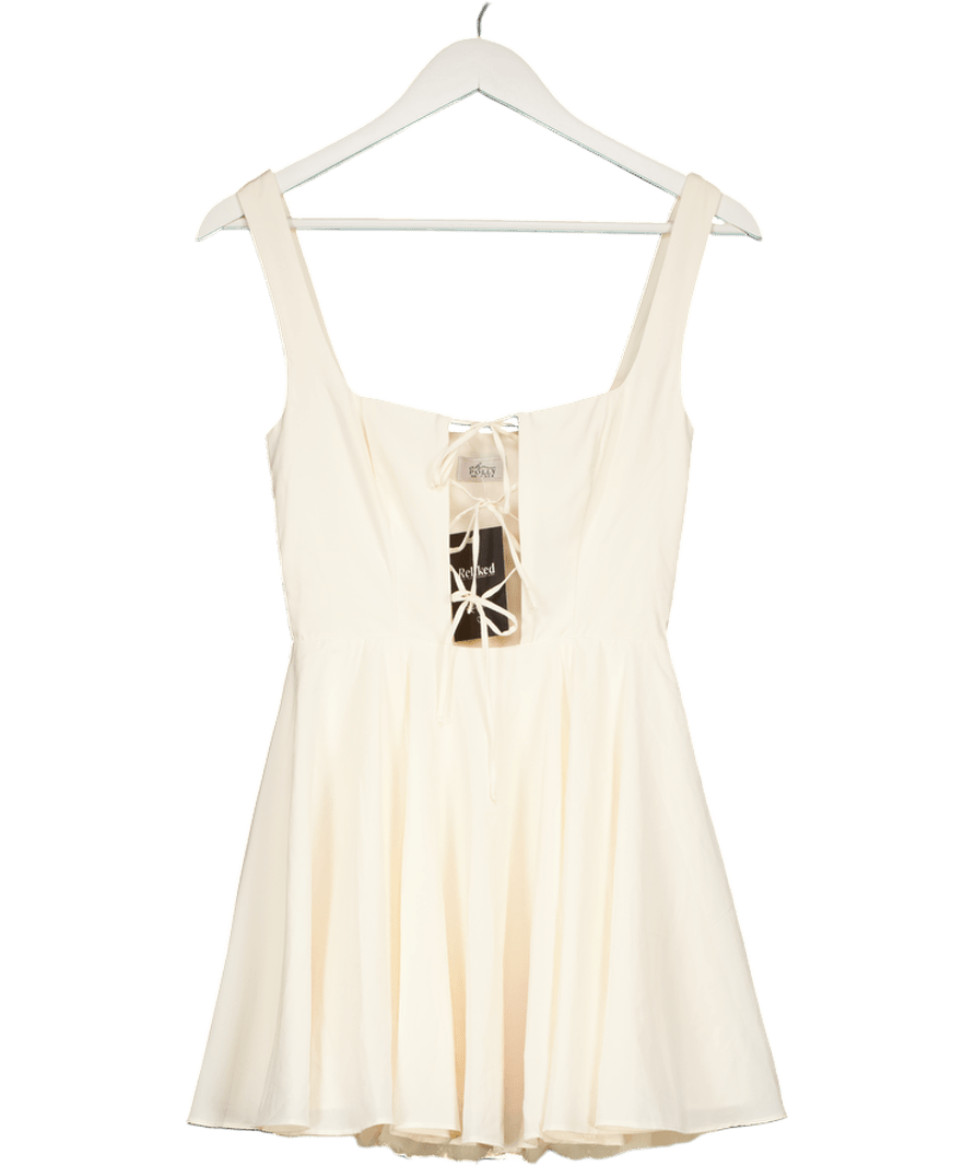 Oh Polly Cream Nanisca Add To Wishlist Tie - detail A - line Micro Mini Dress In Ivory UK 8 - Reliked