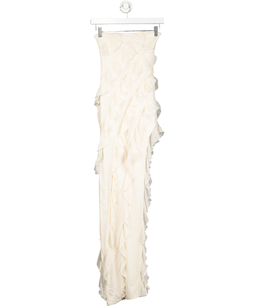 Oh Polly Cream Ruffle Detail Maxi Dress UK 6 - Reliked