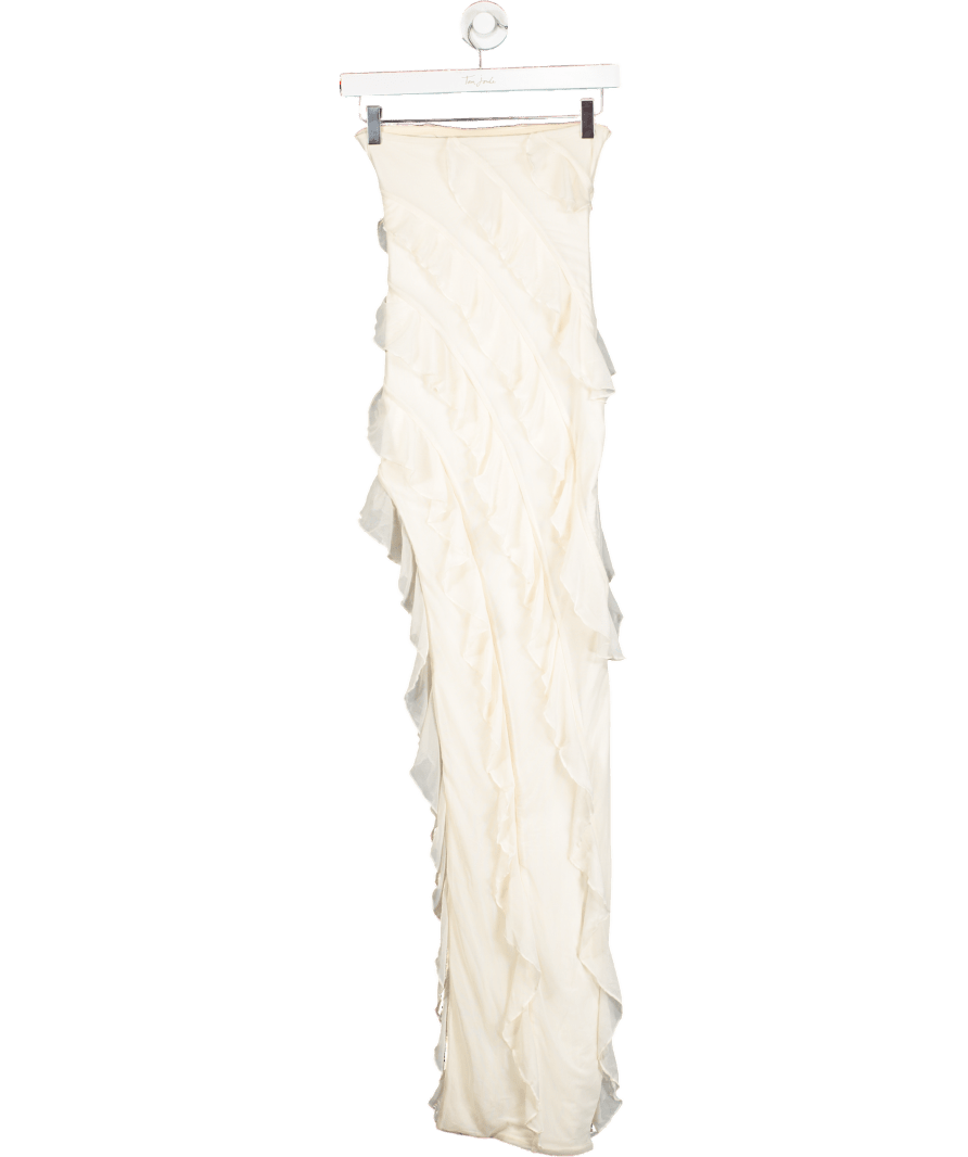 Oh Polly Cream Ruffle Detail Maxi Dress UK 6 - Reliked