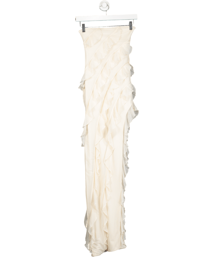 Oh Polly Cream Ruffle Detail Maxi Dress UK 6 - Reliked