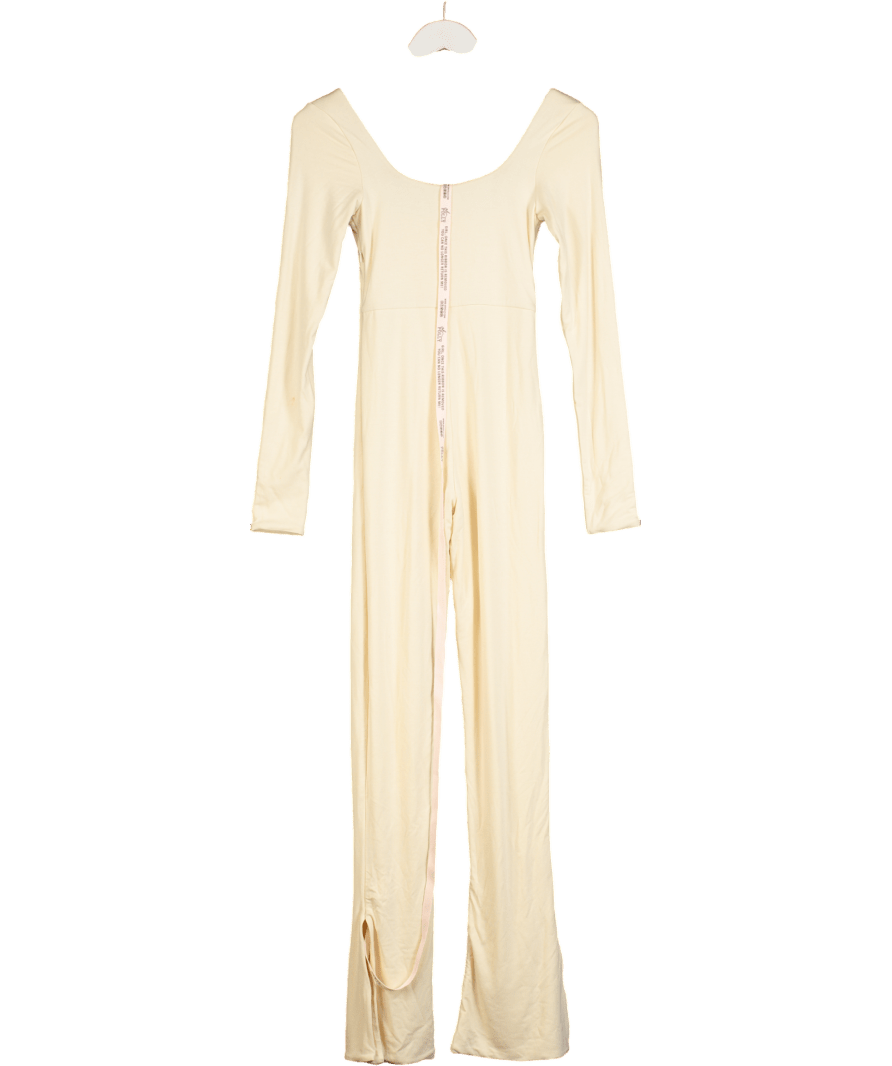 Oh Polly Cream Square Neck Staight Leg Long Sleeve Jumpsuit UK 8 - Reliked