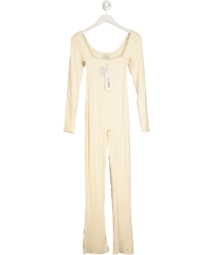Oh Polly Cream Square Neck Staight Leg Long Sleeve Jumpsuit UK 8 - Reliked