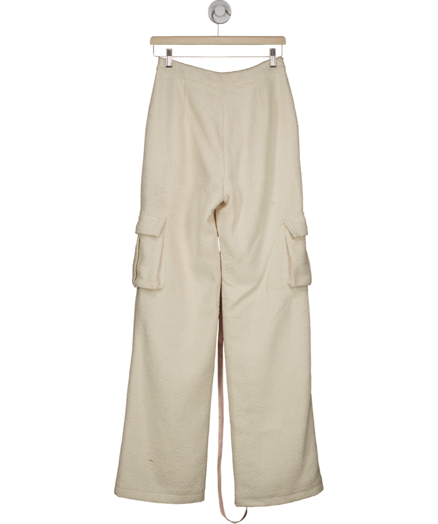 Oh Polly Cream Tweed Straight Leg Cargo Trousers UK 10 - Reliked