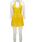 Oh Polly Elodora Embellished Halterneck Mini Dress In Buttercup Yellow UK 6 - Reliked