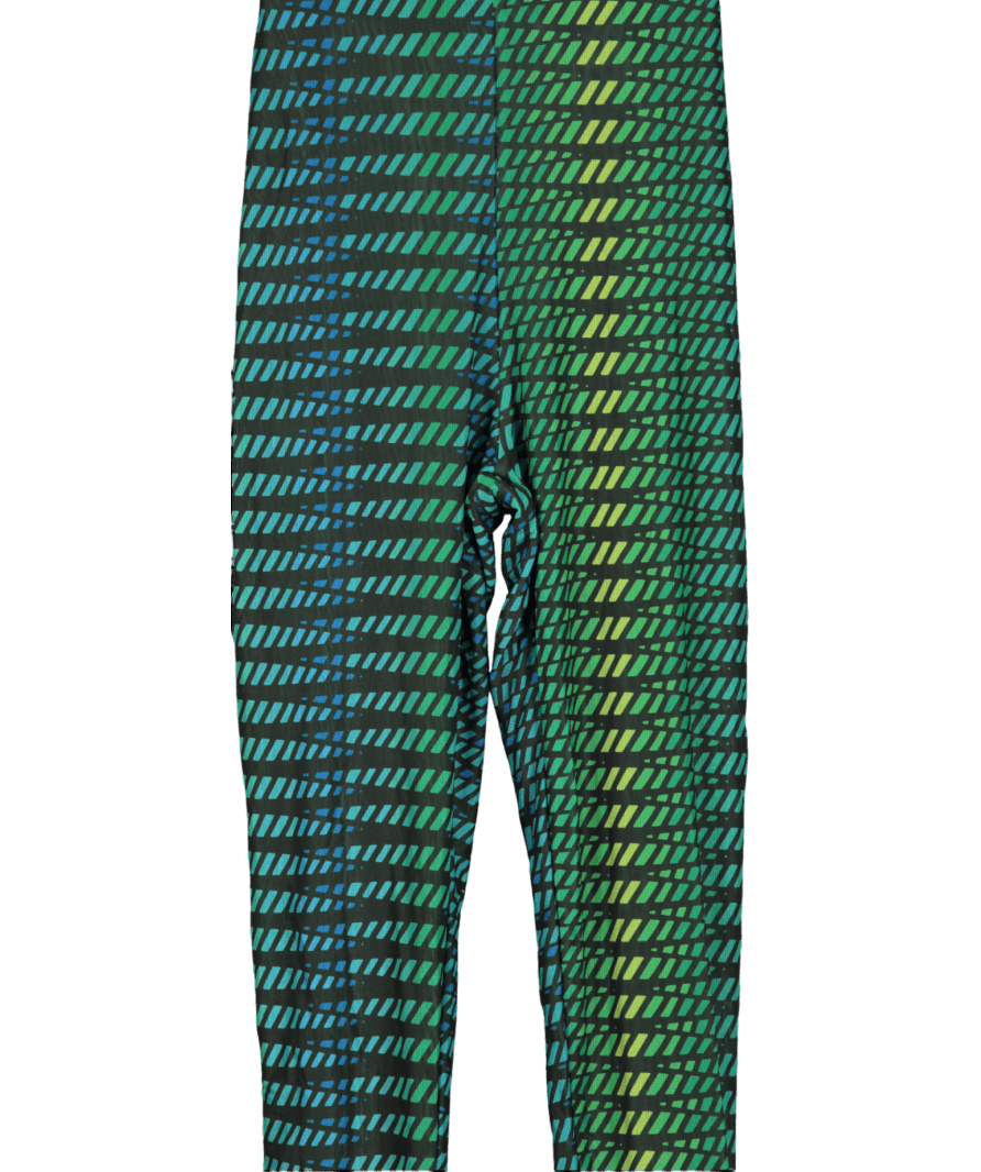 Oh Polly Green Striped Print High Neck Mesh Jumpsuit UK 4 - Reliked