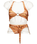 Oh Polly Marble Orange Bikini Set UK XS - Reliked