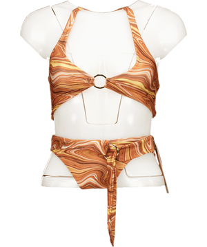 Oh Polly Marble Orange Bikini Set UK XS