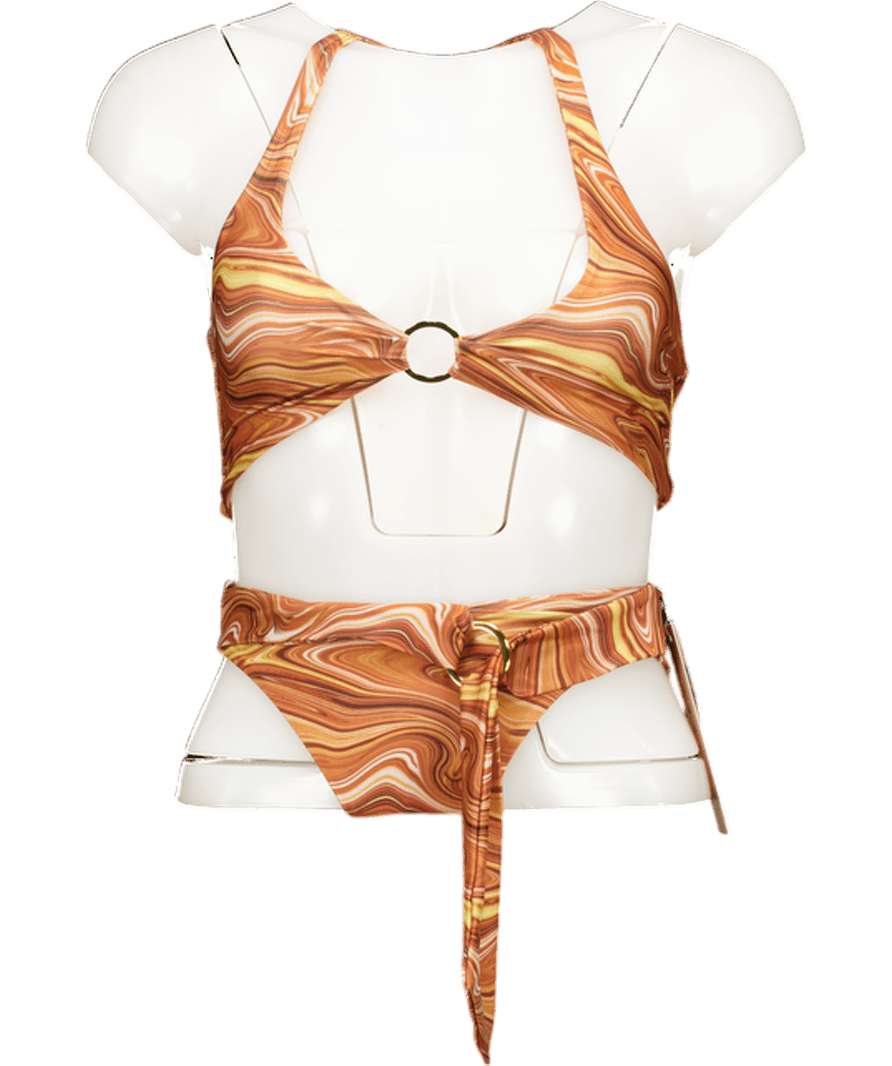 Oh Polly Marble Orange Bikini Set UK XS - Reliked