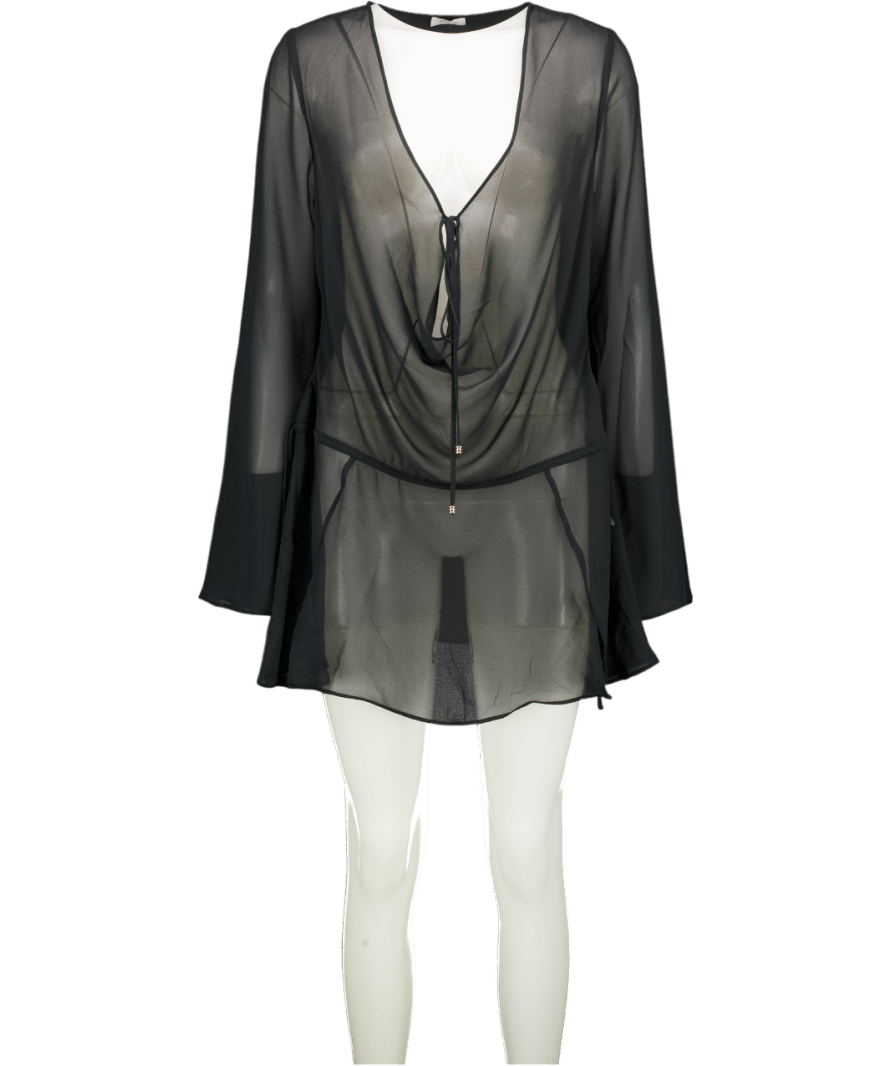 Oh Polly Oualie Cowl - neck Mini Dress In Black UK S - Reliked