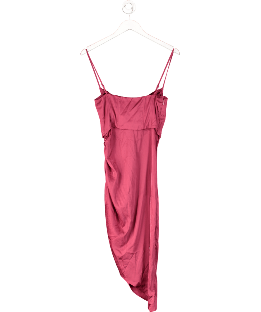 Oh Polly Pink Draped Neck Asymmetric Corset Midi Dress UK 8 - Reliked