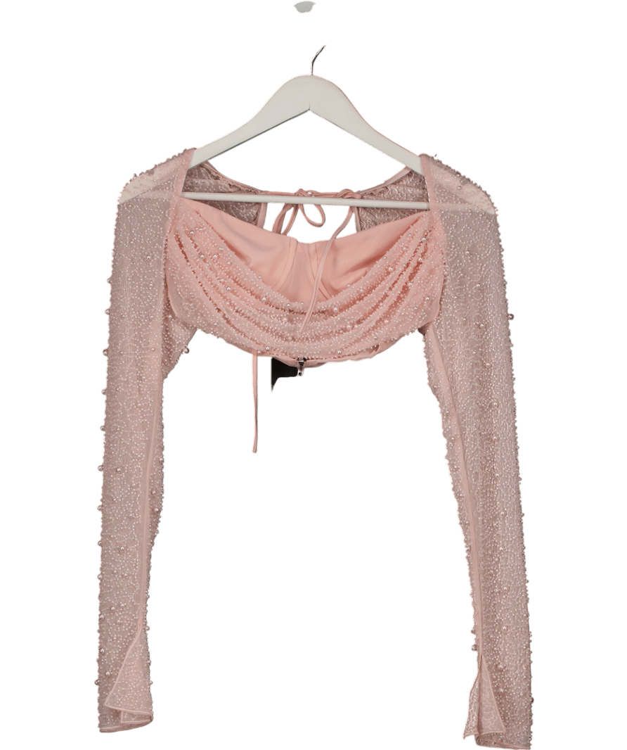 Oh Polly Pink Embellished Long Sleeve Top UK 10 - Reliked
