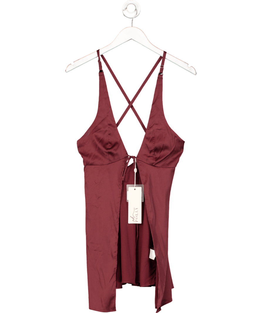 Oh Polly Red Tie Front Slip Dress UK 6 - Reliked