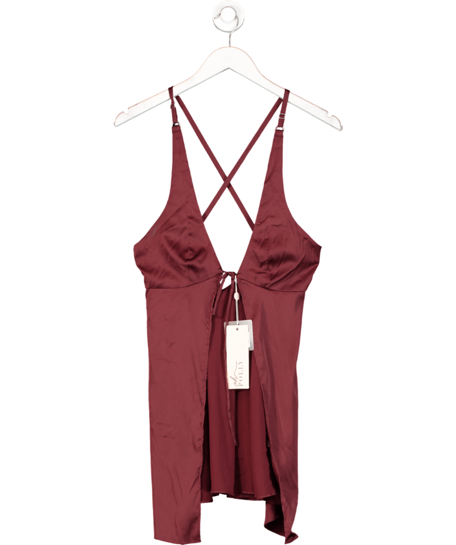 Oh Polly Red Tie Front Slip Dress UK 6 - Reliked