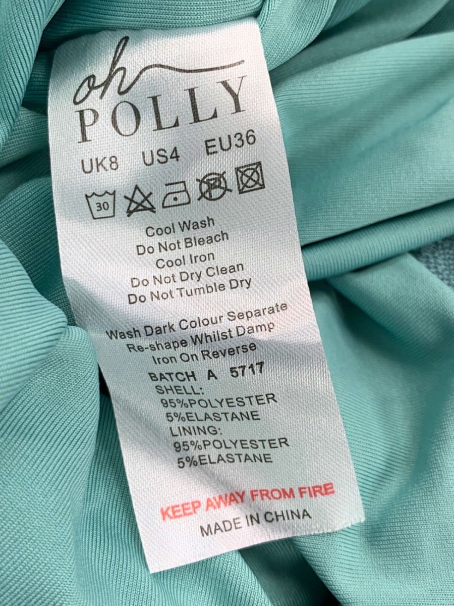 Oh Polly Teal Ruched Bodycon Dress with Drawstrings UK 8 - Reliked