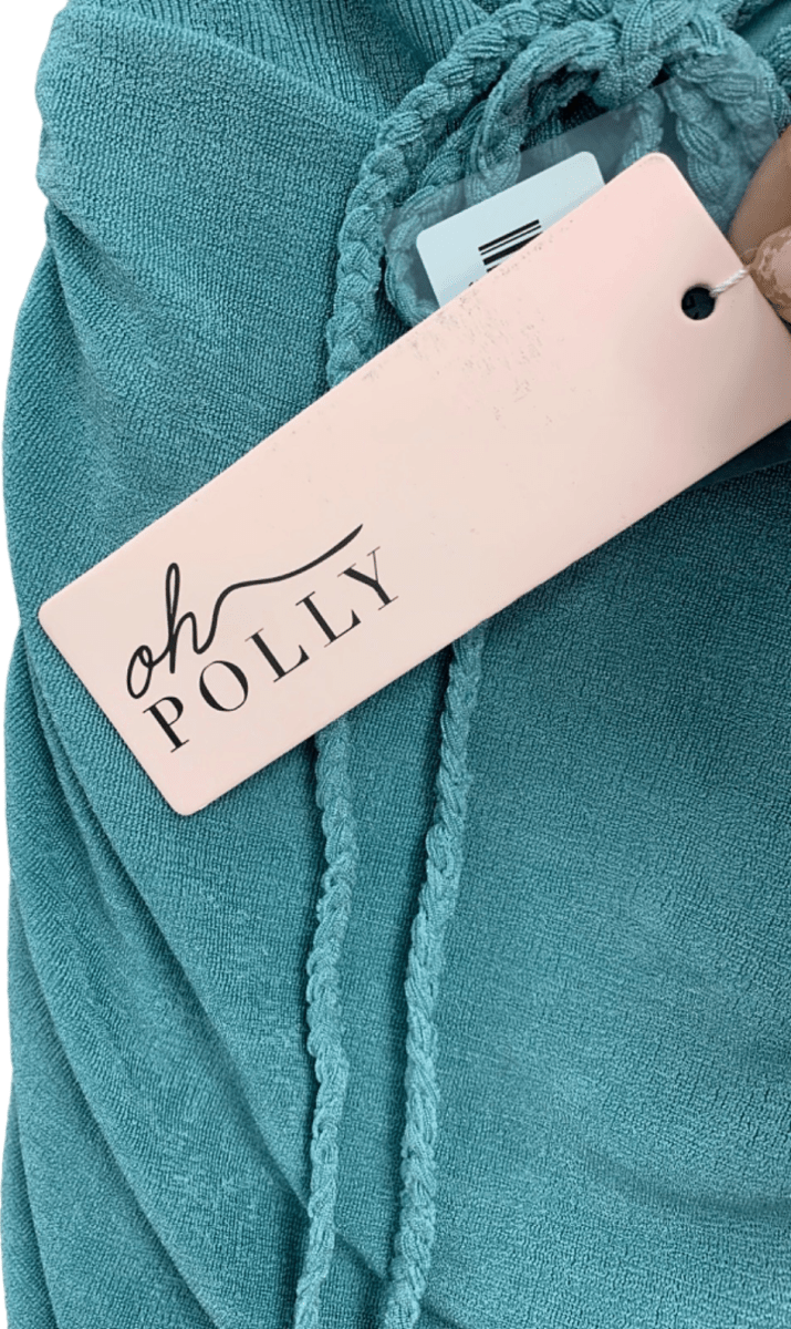 Oh Polly Teal Ruched Bodycon Dress with Drawstrings UK 8 - Reliked